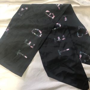 Ted Baker Skinny Scarf Black with Flower Hearts